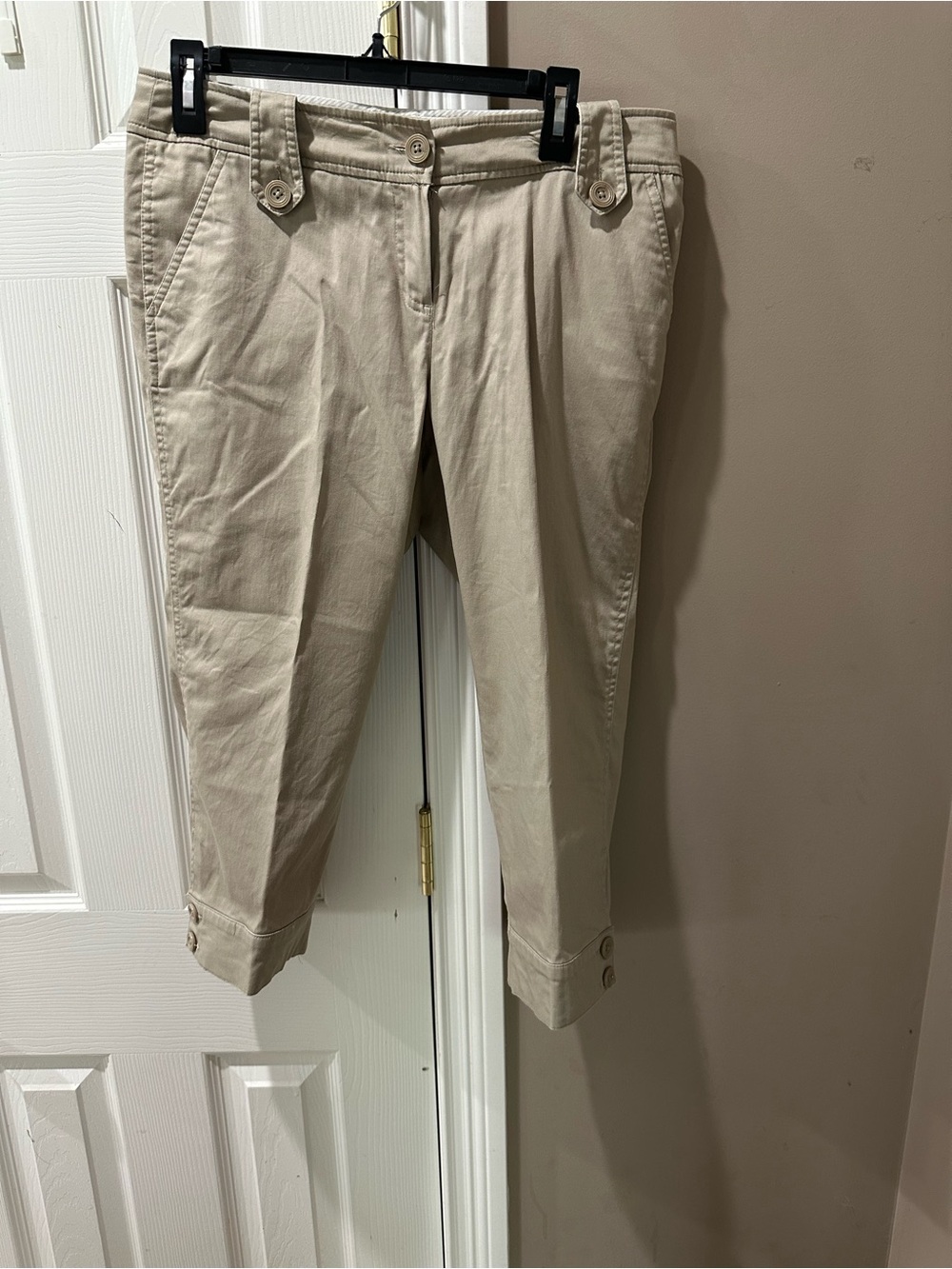 Darjoni Beige Crop Capris - Women's Stretch Twill Pants